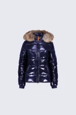 Gertrudesite Doudoune cintrée et brillante Olga Bright avec bordure en fourrure